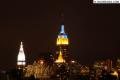 Manhattan skyline - ESB is lit up for a second day in Ukrainian colors, this time with yellow below blue. August 25, 2004