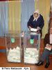 Ukraine – An elderly woman in Pryluky casts her vote for Ukraine's future. (STORY 2) (STORY 1)